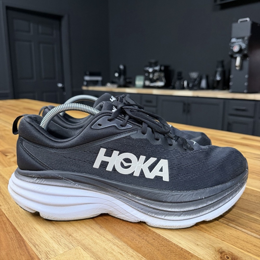 Hoka One One Bondi 8 Women's Size 12 B Running Shoes 1127952 Black White